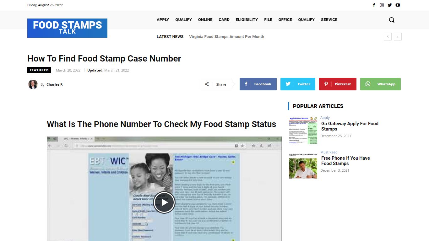 How To Find Food Stamp Case Number - FoodStampsTalk.com